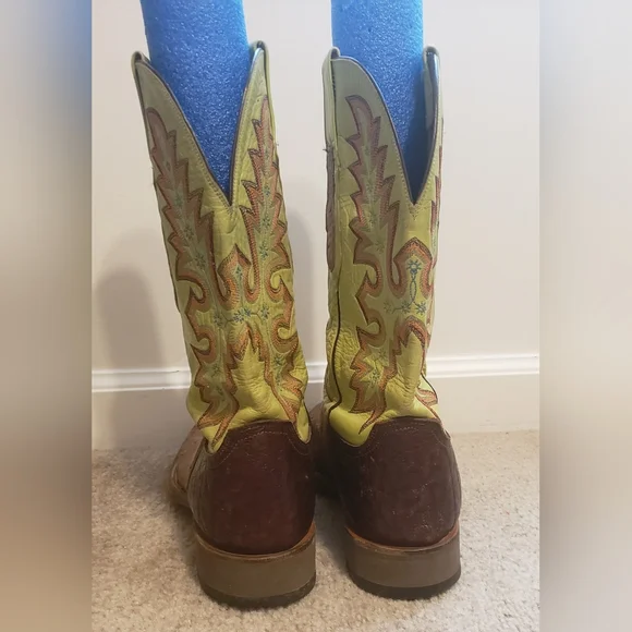 Lucchese Brown and Green Cowboy Boots - Picture 3 of 12
